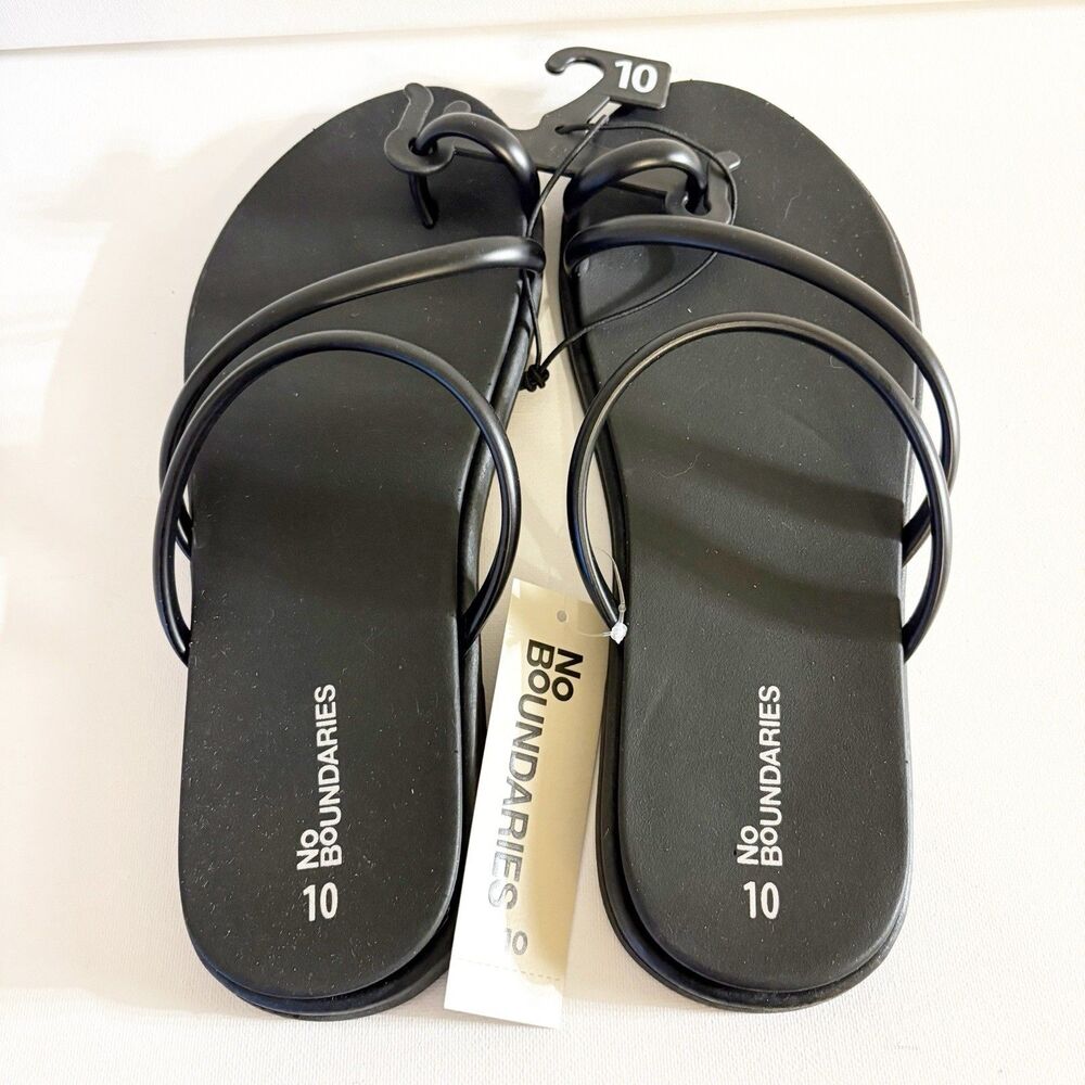 No Boundaries Women's Strappy Toe Loop Sandals Size 10